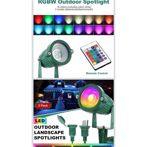 Enhon 2 Pack Christmas RGBW Spotlight Outdoor, 12W 270lm IP65 Waterproof... - Picture 4 of 9